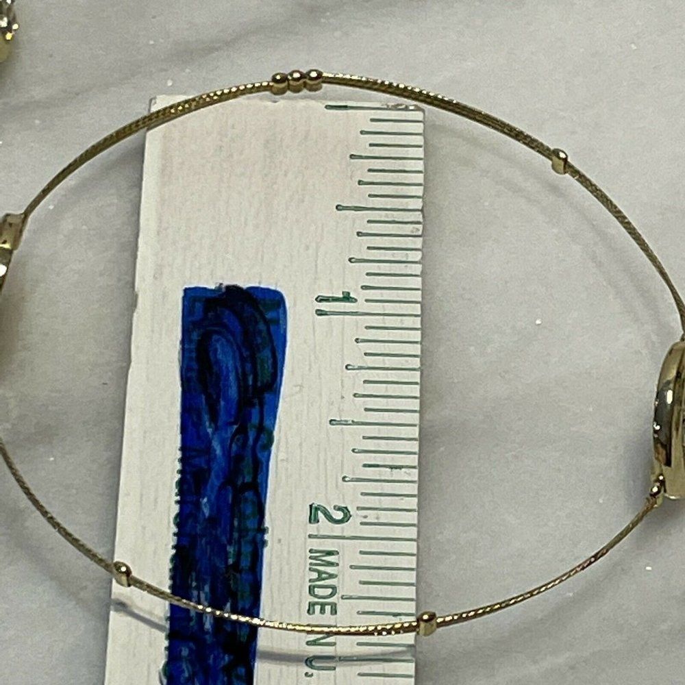 gold tone stack wire bracelets round pave - Picture 9 of 10